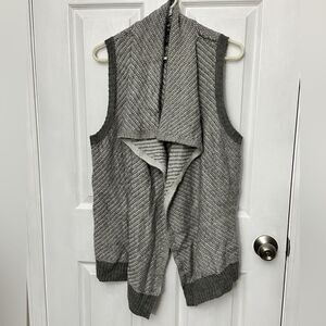Gap open sweater vest shawl oversized knit wool blend gray white Size Medium